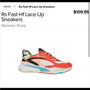 Puma 385402-01 Womens Rs Fast Hf Lace Up Sneakers Shoes Casual - White - 8.5